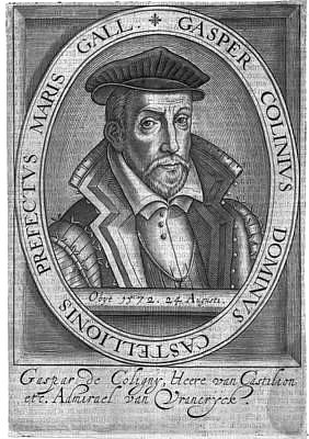 Coligny, Gaspard de<br>1519-1572<br>Huguenot army leader, copper engraving