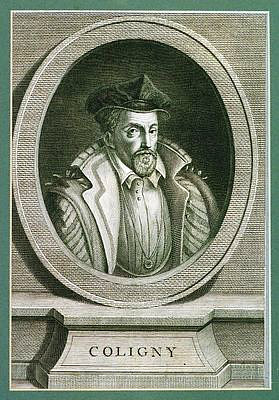 Coligny, Gaspard de<br>1519-1572<br>Huguenot army leader, lithography from Fliedner 