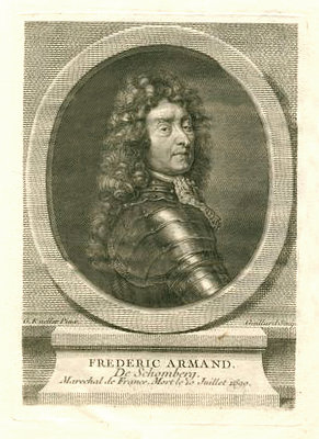 Schomberg, Friedrich Armand von<br>1615-1690<br>Copper engraving by Gaillard nach G. Kneller