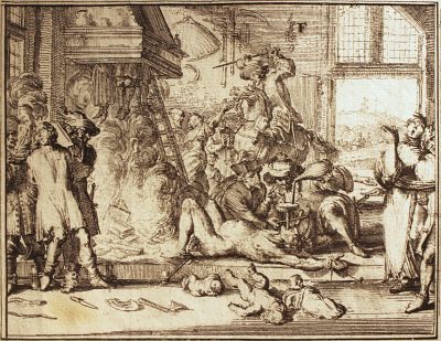 Persecution of the Huguenots according to Romeyn de Hooghe<br>Plate 1 - section F