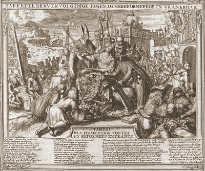 Persecution of the Huguenots according to Romeyn de Hooghe<br>Plate 2 - center